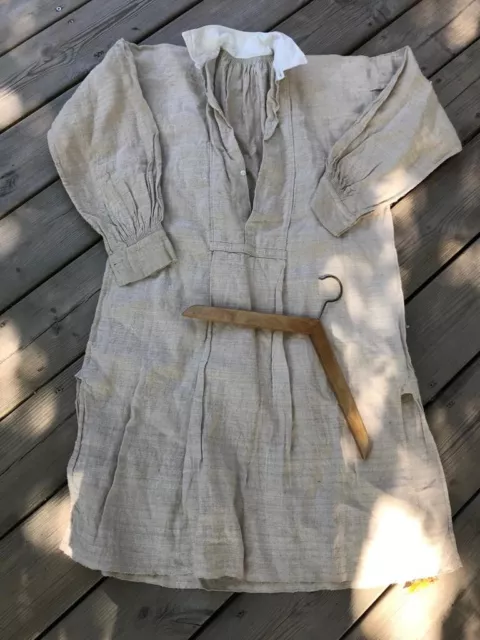 Linge Ancien Vintage Vêtement De Travail  Chemise Biaude Lin Chanvre 1800/1900