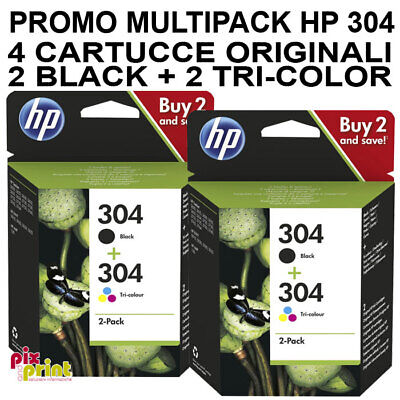 Hp 304 Originale Promo Multipack 4 Cartucce 2 Nero + 2 Colore - 3Jb05Ae