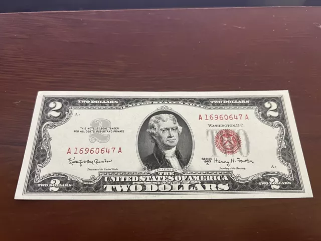 CRISP AU/CU 1953-A $2 Dollar Bill Red Seal United States Note UNCIRCULATED