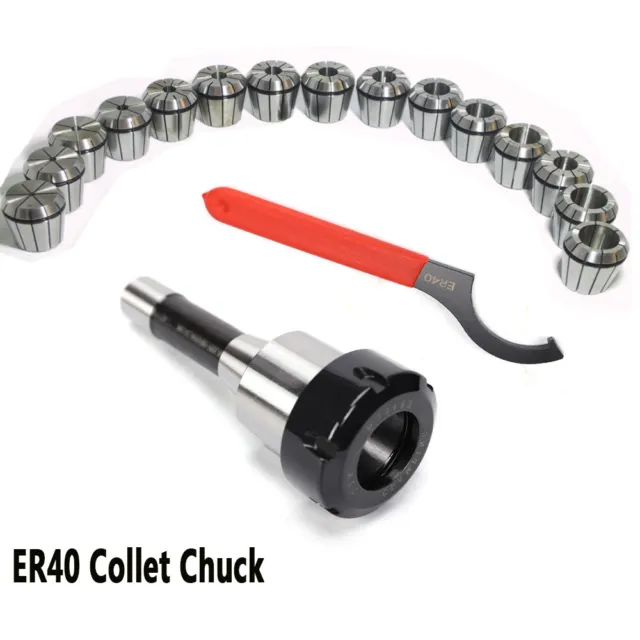 ER40 Collet 15PC 1/8"- 1" Set R8 Shank Chuck,Tools for Milling,lathe,Drilling