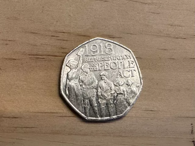 1918 REPRESENTATION OF THE PEOPLE ACT 50p COIN *EXTREMELY RARE* *CIRCULATED*