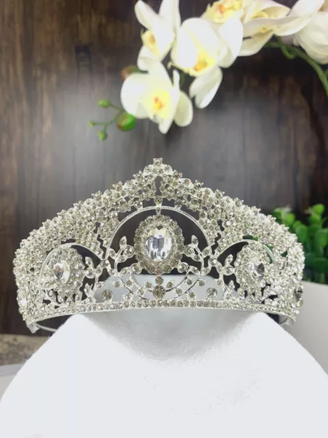 Princess Tiara, Quinceanera Pageant Crown Diadem, Crystal Headpiece for Birthday