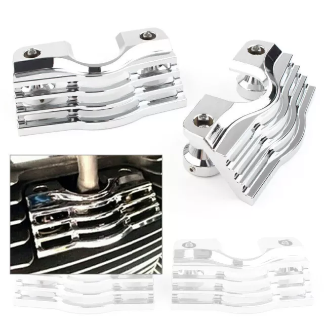 Motorcycle Chrome Finned Slotted Head Bolt Spark Plug Covers For Harley Touring