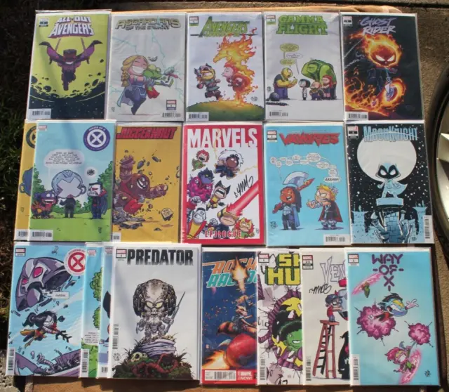 Skottie Young Comics Lot of 19 Marvel MCU Variants & #1's  Signed Avengers X-Men