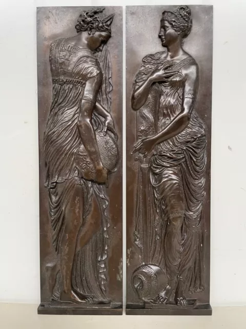 Stunning Pair of French Bronze Art nouveau Wall Plaques