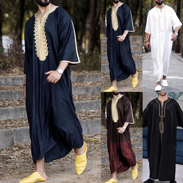 Abito da uomo abbigliamento musulmano abbigliamento musulmano nuovo a righe saudite manica lunga