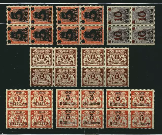 Danzig  Viererblocks mit postfrischen Marken aus 16 - 167 / 45015 # 107