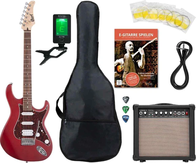 Cort G110 Open Pore Black Cherry Set Verstärker Tuner Tasche Schule Saiten