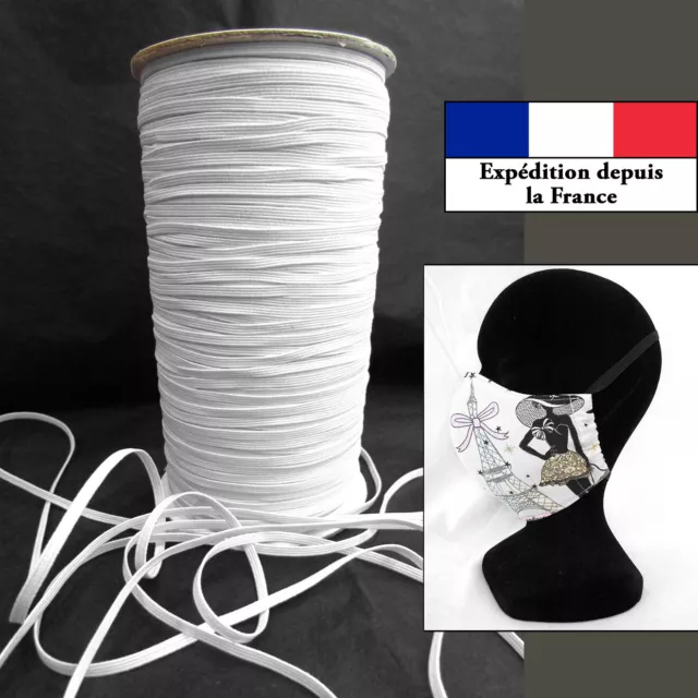 Élastique de Couture Blanc 6mm - 5m/10m Très Très souple idéal pour Masque!