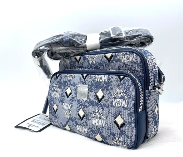 AUTH NWT $890 MCM Klassik Vintage Jacquard Monogram Crossbody Messenger Bag