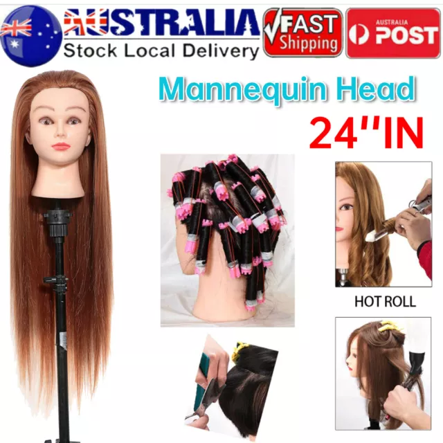 24' in Long Hair Salon Hairdressing Training Head Mannequin Model With Clamp AU