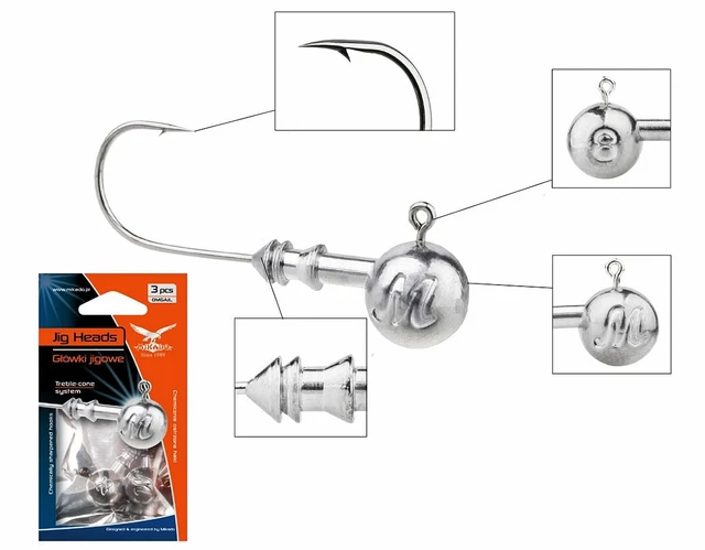 3 x MIKADO 15g JIG HEAD Bleiköpfe JIG Haken Jigköpfe Gr 3/0 - 6/0 (1,23Euro/St.)