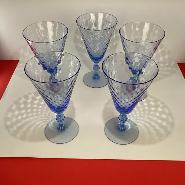 Set of 5 discontinued RARE HC FRY 17–11 all blue diamond optic Vintage glasses 2