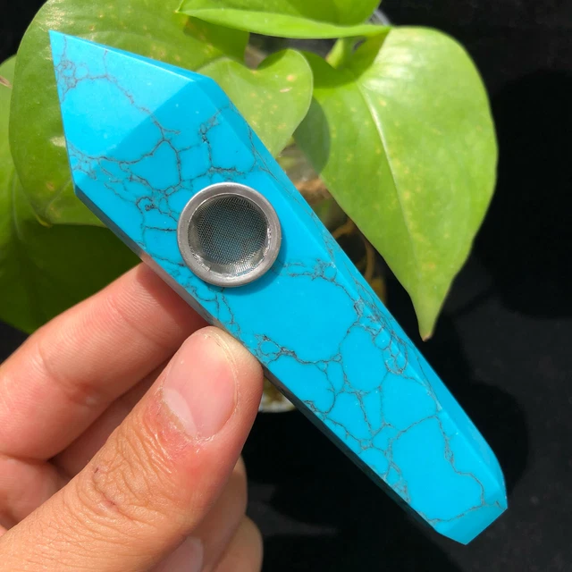 1PCS-Rare Smelting Blue Turquoise Quartz Crystal Cigarette Holder Smoking Pipe 1PCS-Rare Smelting Blue Turquoise Quartz Crystal Cigarette Holder Smoking Pipe