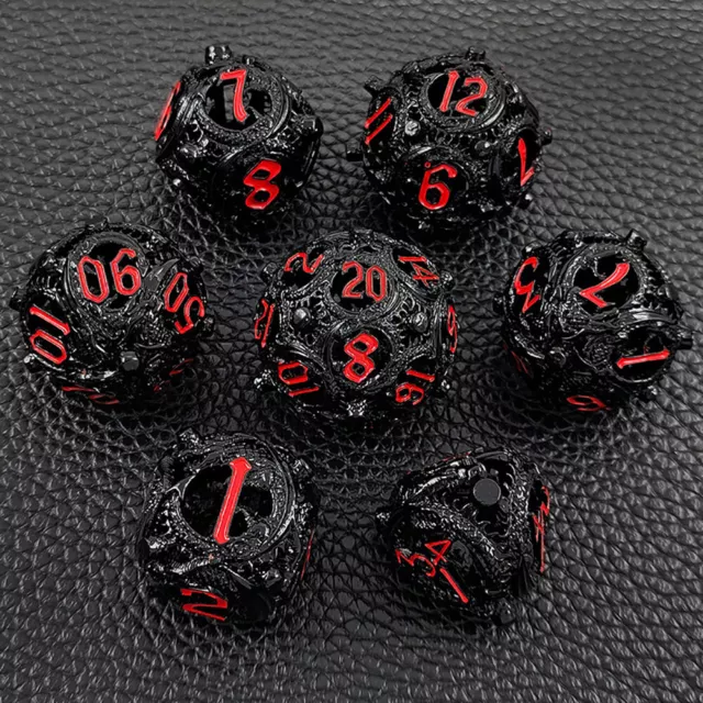 Dragon Hollow Polyhedral Dice Set Metal DND D&D Role-playing D4-D20 Red Black