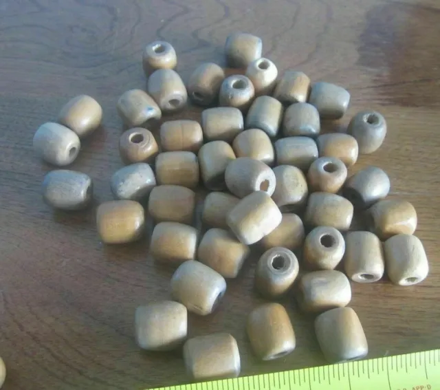 50 Round Wooden Beads Brown Natural Hobbies-Crafts-Macrame