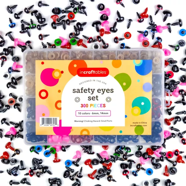 Incraftables Safety Eyes for Amigurumi (300pcs Set) W/ Plastic Safety Eyes Nose