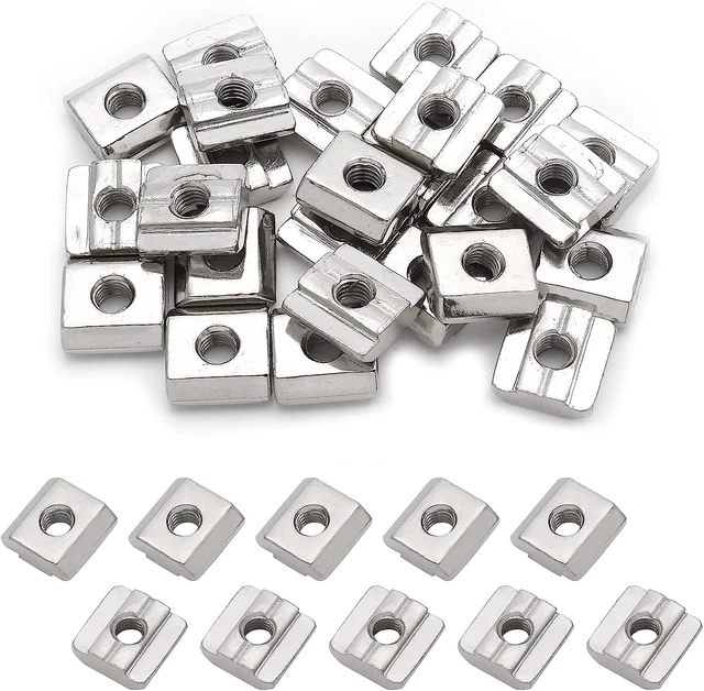 Qjaiune 25Pcs M6 Slide in T Nut 3030 Aluminum Extrusion T Nuts, M6 Sliding T Tee