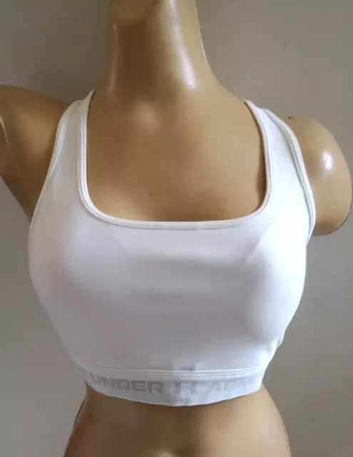 Ladies Under Armour White Sports Bra Cross Back Size Lg New