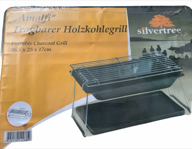 SILVERTREE Tragbarer Holzkohlegrill Grill BBQ Reisegrill Minigrill Tischgrill ✅
