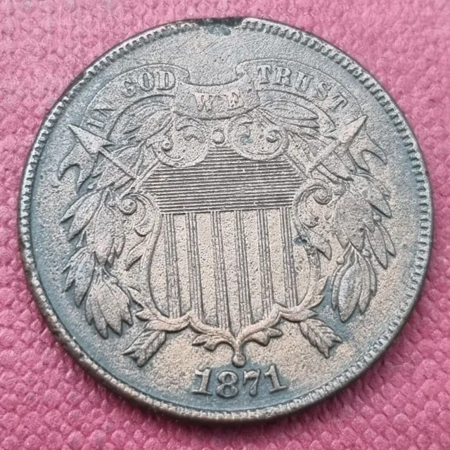 1871 Two Cent Piece 2c High Grade AU UNC Details  #29462