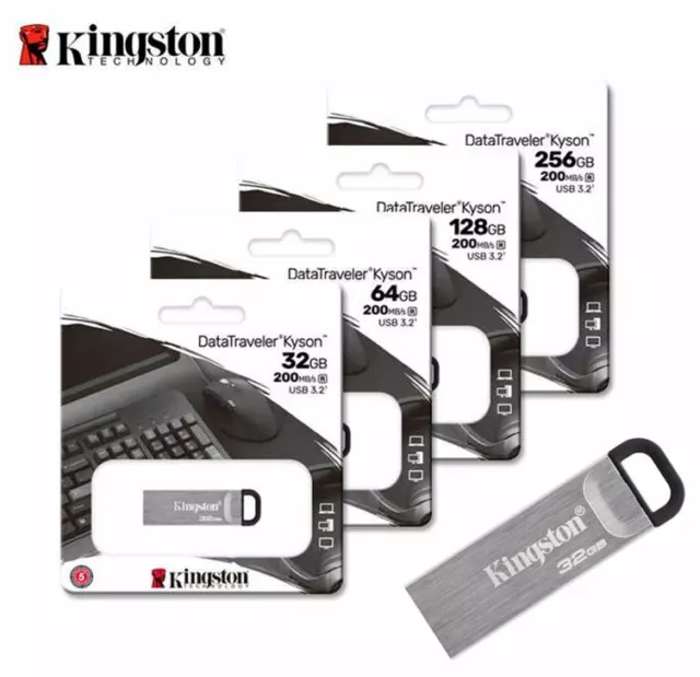 Kingston 32Go 64Go 128Go 256G Kyson Clé USB 3.2 Lecteur Flash Mémoire 200MB/s FR