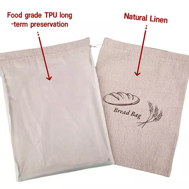 Reusable Cotton Linen Bread Storage Bag Plastic Lined Bread Bags For Homemade