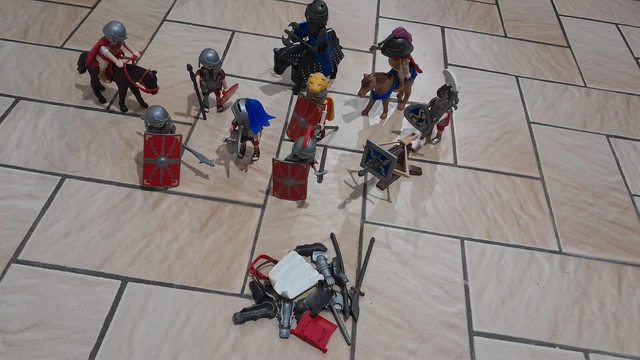 Playmobil Lot De Personnages Chevaliers Chevaux + Accessoires