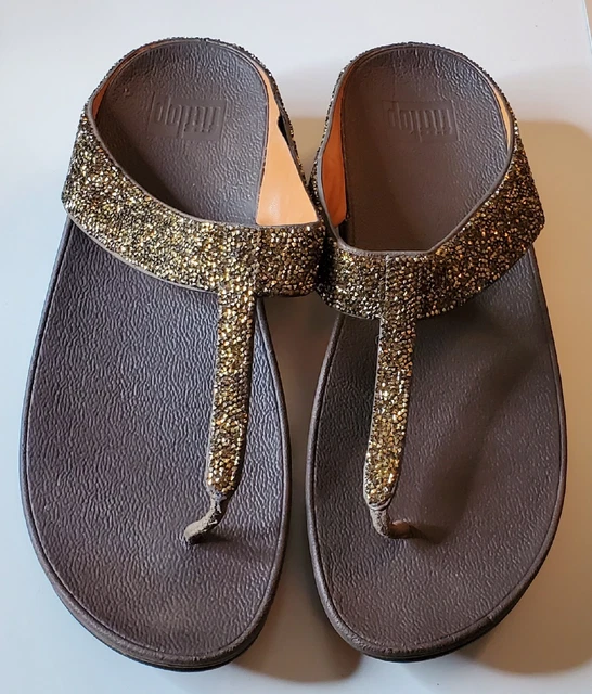 FitFlop Glitterball Toe Post Women’s Size US 10 Brown