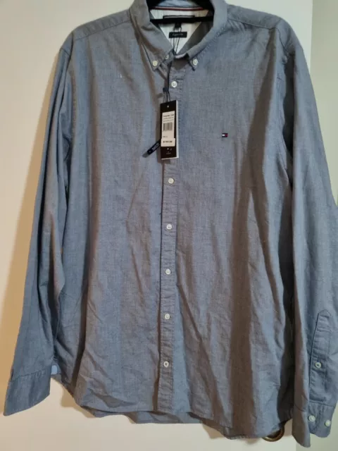 Tommy Hilfiger Shirt Mens XLARGE blue long sleeve button up Size XL BNWT 💙❤️