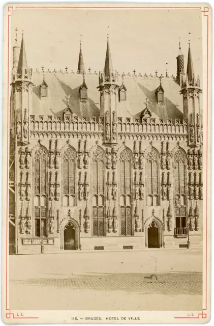 Belgique, Bruges, Hôtel de Ville, ca.1880, vintage albumen print vintage albumen