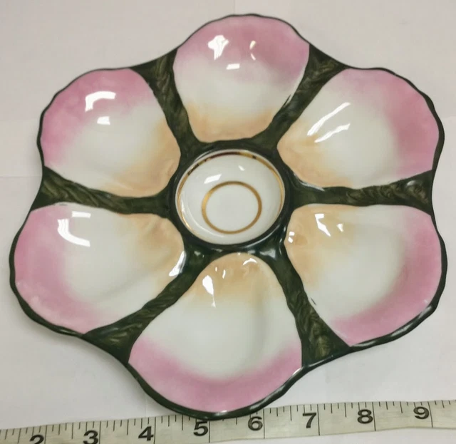 Amazing 6 Porcelain Oyster Plates Vintage Antique Majolica? French Paris?