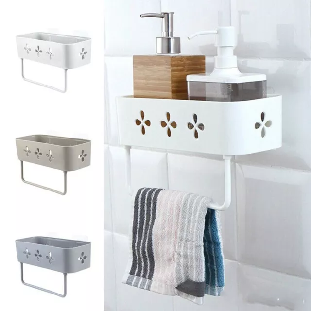 Elegante organizzatore bagno da parete con ventosa bianco/grigio/cachi