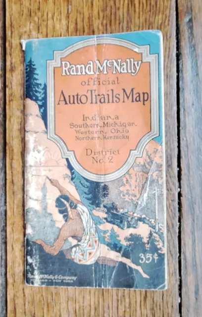 Vintage Rand McNally Official Auto Trails Map. District 2. 1922 No Foldout Map.