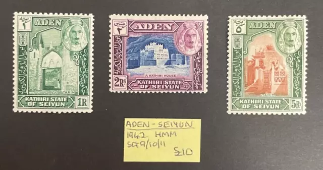 Aden- Seiyun 1942 Stamps- HMM SG9/10/11