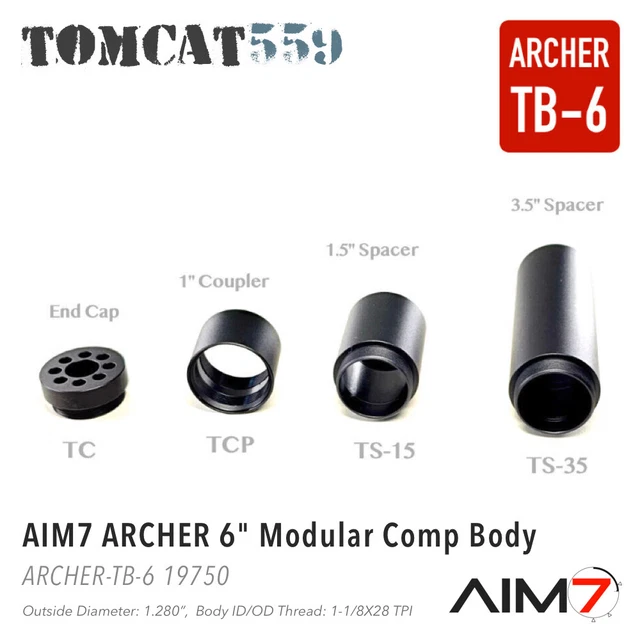 AIM7 Precision ARCHER X Series Muzzle Brake – .223 Remington, Black Aluminum