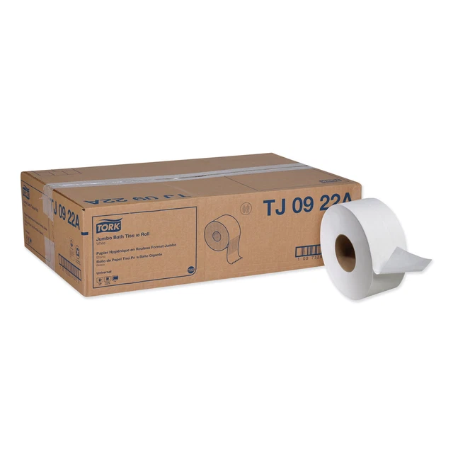 Tork Universal Jumbo Toilet Paper, Septic Safe, 2-Ply, White, 3.48" x 1,000 ft