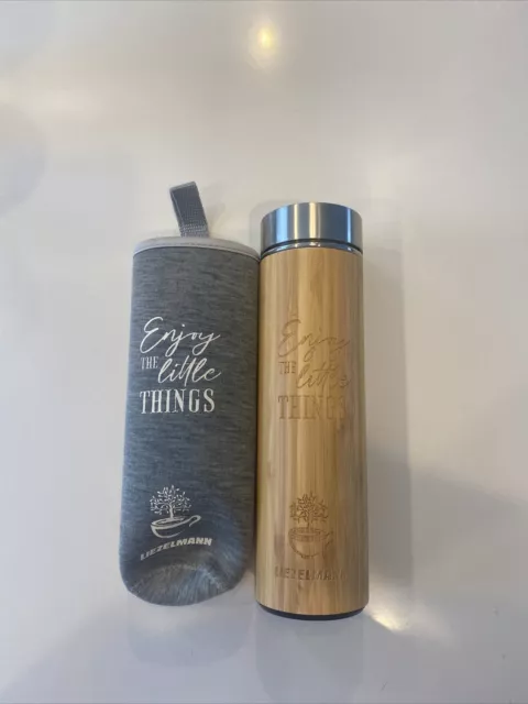 Sustainable Bamboo Tumbler w/ Tea Infuser Stainless Steel Travel Mug Thermos