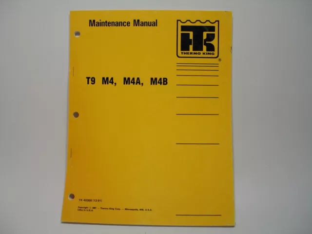 Thermo King T9 M4A M4B Intercity Coach Air Cond Maintenance Manual Wiring Diag's