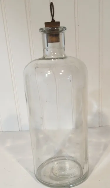 Vintage Clear Glass Fly-Tox ~ Bottle WITH cork  Stopper! 1920s Diamond in Oval