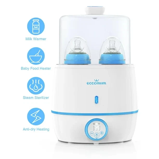 Eccomum Baby Bottle Warmer and Sterilizer 6-in-1 Double Bottle Warmer Breast Mil