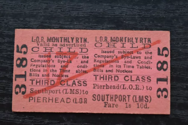 Liverpool Freibahnticket LOR PIER HEAD nach SOUTHPORT Nr. 3185