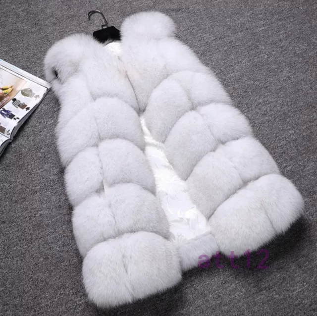 Womens Simulation Real Fur Gilet Thicken Winter Warm Coat Jacket Vest Waistcoat 2