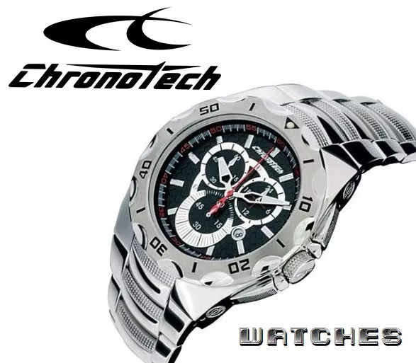 OROLOGIO CHRONOTECH ACCIAIO uomo cronografo nero datario EUR 59 00 PicClick IT