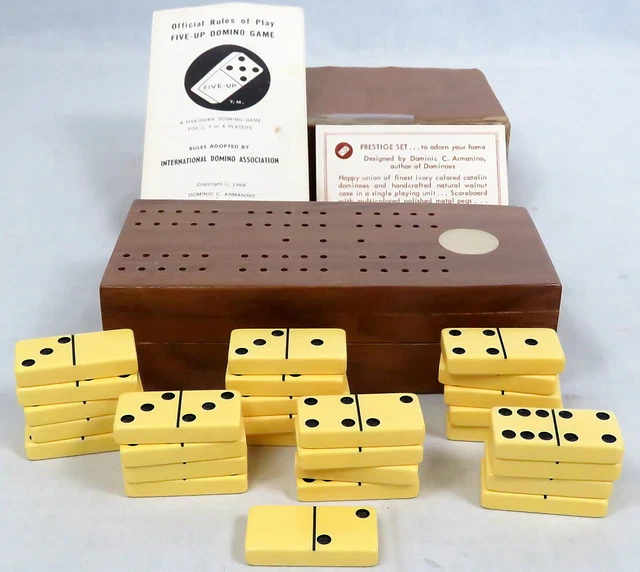 VTG FIVEUP TRAVELERS Dominoes Cribbage Board Dominic Armanino