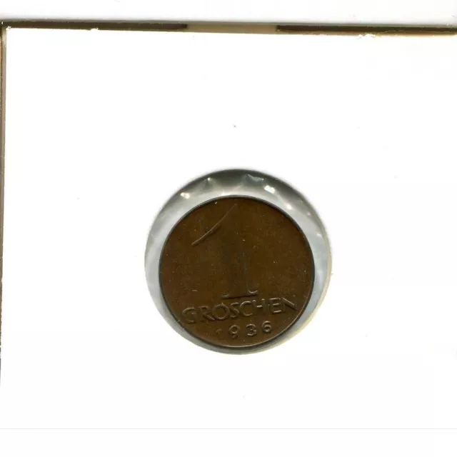 1 GROSCHEN 1936 AUSTRIA Coin #AT453U