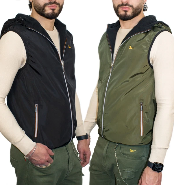 Giubbotto Uomo Smanicato con Cappuccio Giubbino Slim  Gilet M L XL XXL 3XL RDV