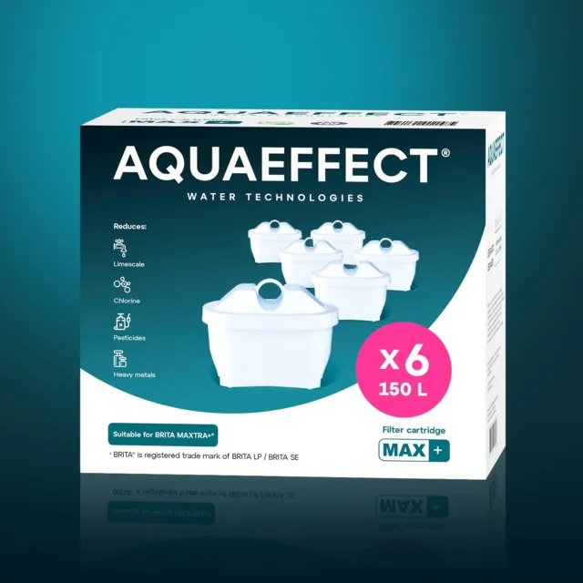 AQUAEFFECT MAX+ Wasserfilter, Pack 6, Kompatibel mit BRITA MAXTRA+TM, Pro, 150 l