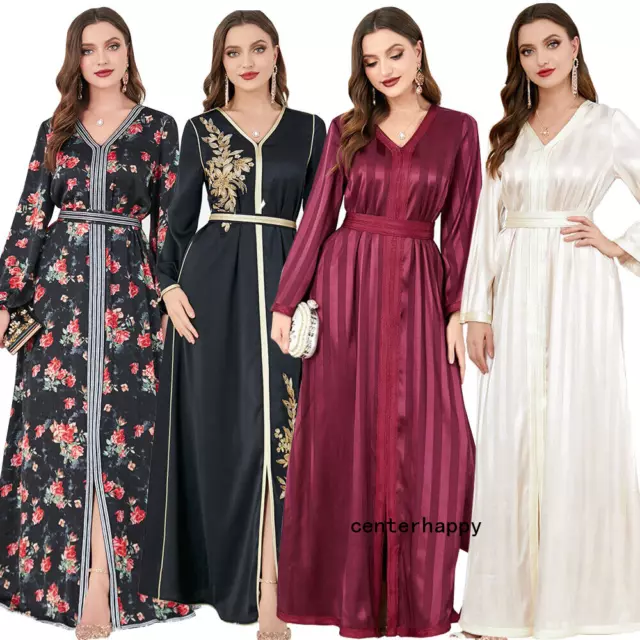 Kaftan Women Muslim Abaya Long Maxi Dress Dubai Evening Party Gown Jalabiya Robe