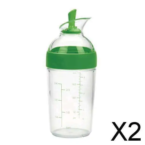 2X Salad Shaker Emulsionatore Universal Salse Mixer 240ml Kitchen Gadget verde